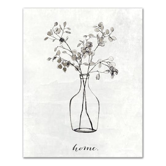 Designs Direct Home Flower Line Drawing Canvas Wall Art